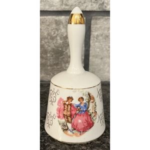 Vintage Victorian Couple Porcelain Bell Japan Gold Accents Numbered